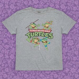 Nickelodeon Grey Teenage Mutant Ninja Turtles Retro Graphic T-Shirt | Size XL